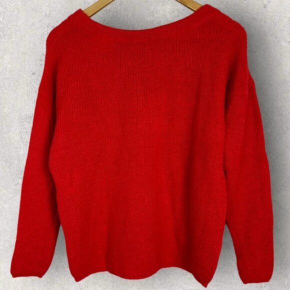 Sezane Cooper Mohair Alpaca Tie Neck Sweater Red Womens Size Medium French Knit - Picture 13 of 14